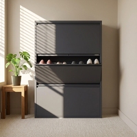 Meuble à chaussures moderne, écologique, pliable, ultra-fin en acier, avec couvercle rabattable, grande capacité, anti-poussière, pour appartement, salon, entrée
