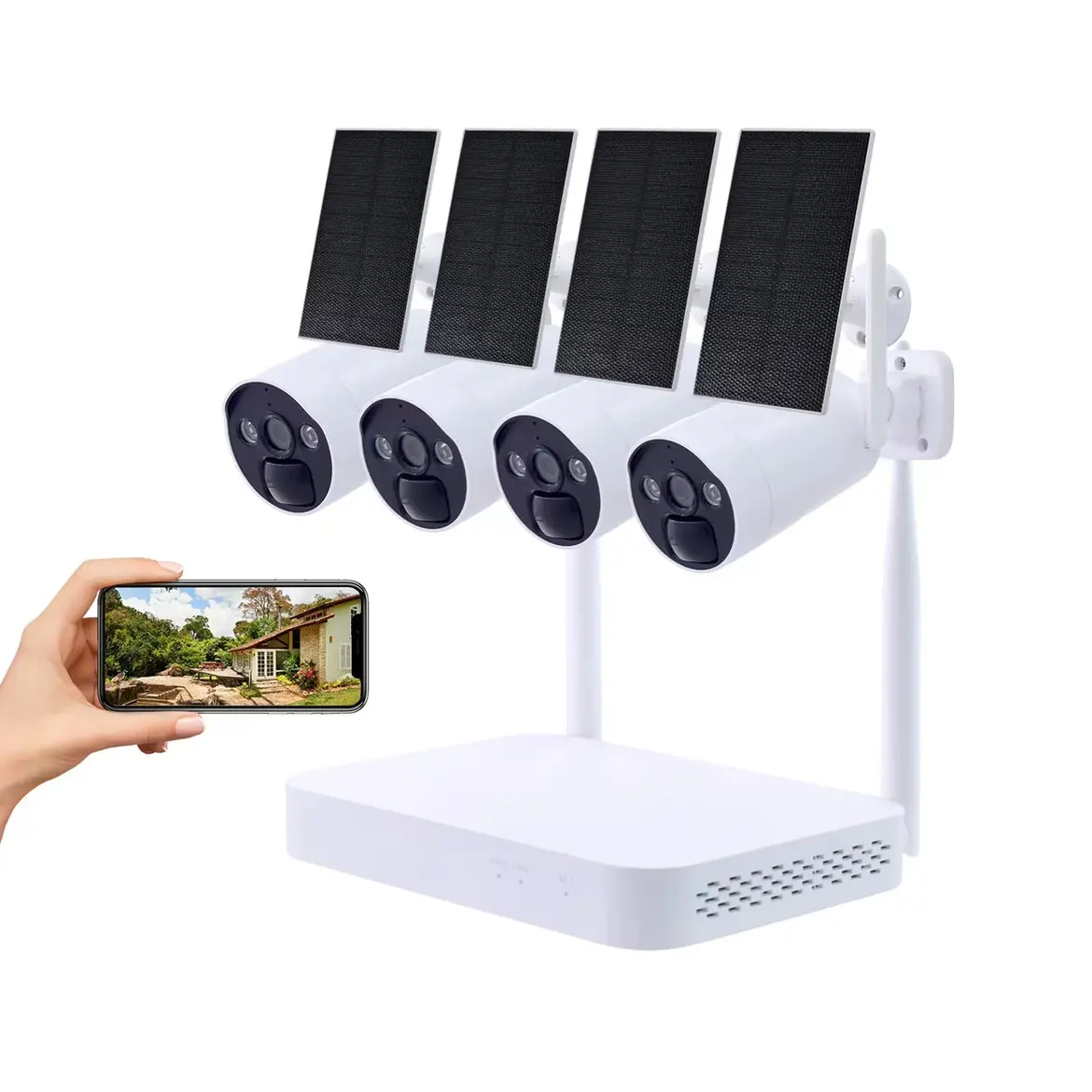 4ch 4mp solar power 8 channel kit for cctv security cameras outdoor wireless solar camera monitoring system
