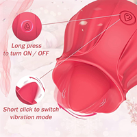 Rosenförmiger Vibrator, 10 Zungenleck-Modi, Wasserdicht, Starke Stimulation für Frauen