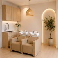 Ensemble de mobilier de salon en cuir avec miroir LED et chaise de barbier portable et durable – Pack complet pour salon de coiffure