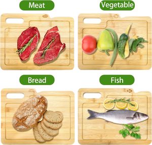Ensemble de planches à découper en bambou personnalisable de 4 pièces, <span class=keywords><strong>kit</strong></span> de planches à découper en bambou avec support, planche à découper de cuisine avec icônes alimentaires - Product Image 6