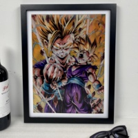 Affiche d'anniversaire en art déco lenticulaire 3D d'anime la plus récente, trois personnages, image changeante, décoration murale d'anime, 30x40cm