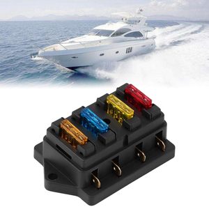 4 Yollu Sigortalı Dağıtım Bloğu 12V DC <span class=keywords><strong>Panel</strong></span> Montajlı Otomotiv Araba Su Geçirmez Bıçak Sigorta Tutucu Koruyucu Kapaklı - Product Image 5
