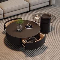 Table basse noire moderne et minimaliste, plateau en métal durable, structure en acier, design combiné, écologique, rangement pour petits espaces, usage domestique