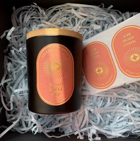 Autocollant de luxe en papier texturé avec logo personnalisé, dorure à chaud et gaufrage 3D pour pots de bougies parfumées et bouteilles
