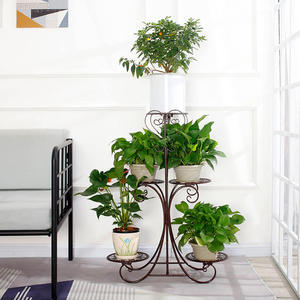 Vaso di fiori a 5 livelli con Display <span class=keywords><strong>in</strong></span> metallo <span class=keywords><strong>battuto</strong></span> ripiani verticali con supporto per pianta interna esterna per fioriera angolare - Product Image 5