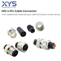 Kit de connecteurs de câbles M12 à 4 broches mâle-femelle pour terminaison personnalisée de fils et câbles