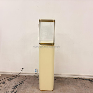 Vitrina de Exhibición con Pedestal de Estilo Moderno Vintage, Mueble de Curiosidades, Vitrina de Metal, MDF, Madera, Acero Inoxidable, Estilo de Mediados de Siglo - Product Image 3