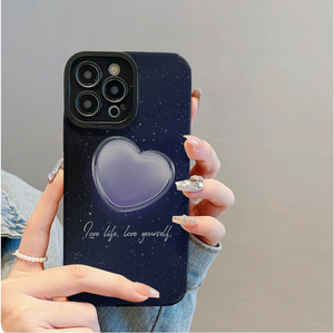 Custodia per cellulare in pelle artificiale TPU con stampa a <span class=keywords><strong>cuore</strong></span> <span class=keywords><strong>viola</strong></span> artistica per <span class=keywords><strong>iPhone</strong></span> X, XR, 11, 12, 13, 14, 15, 16, 17, 18 Pro Max - Product Image 1