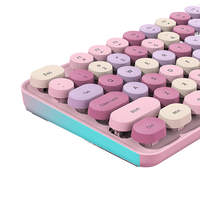 Clavier et Souris Sans Fil Silencieux 2.4G Personnalisables 105 Touches Colorés pour Bureau PC Ordinateur, Souris Mignonne Type Machine à Écrire, Utilisation Téléphone