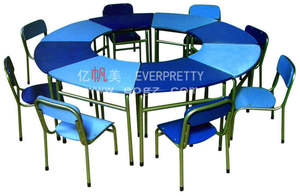 Meubles de maternelle de nouvelle conception, table combinée pour enfants d'âge préscolaire, table d'étude ronde réglable en hauteur et ensemble de chaises - Product Image 2