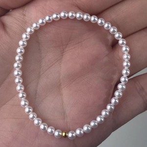 Pulsera de Perlas Redondas de Agua Dulce Natural de 3-4 mm de Alto Brillo, Oro de 18K - 5A+ para Xiaomi - Product Image 2