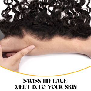 XBL mismo día barco onda de agua Cierre de encaje suizo 13X4 Hd frente cabello humano 180% paquetes con y Frontal para mujeres - Product Image 4