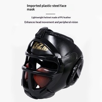 Casque de boxe Sanda pour enfants, équipement professionnel anti-chute, pour sparring et compétition, avec masque facial épaissi style Monkey-Face pour Muay Thai