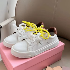 รองเท้าผ้าใบผู้หญิงสไตล์เรโทรลำลองจากโรงงาน MIU หนังวัวแท้ชั้นดี พื้นหนา เพิ่มความสูง ระบายอากาศได้ดี เหมาะสำหรับเดินเล่น ฤดูร้อน ฤดูใบไม้ผลิ ฤดูใบไม้ร่วง - Product Image 1