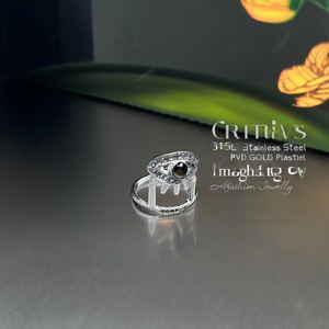Crystal Eye <b>Ring</b> 316L Stainless Steel PVD <b>Gold</b> Plating Adjustable Fashion Jewelry - Product Image 3