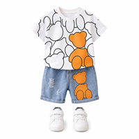 Vêtements pour bébés et enfants, motif de dessin animé, col rond, manches courtes, shorts, ensemble deux pièces pour enfants, vêtements d'été, nouveauté