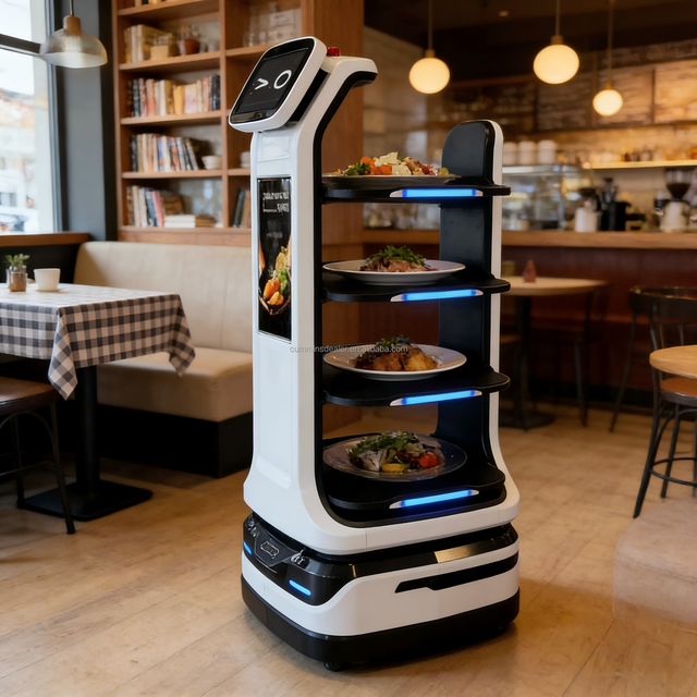 Food Delivery Robot Multi-layer Shelves Intelligent Navigation Auto Charge 40kg Payload for Restaurants Cafes Hotels