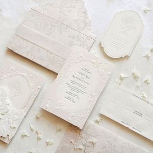 Cartes d'invitation de mariage et cartes de remerciement professionnelles personnalisées en papier coton 600g avec logo en relief pressé - Product Image 3