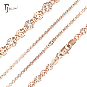 F94100374 4,1 мм + FJ Fallon, модные ювелирные изделия, маркиза, Замочная скважина, звено улитки, цепочка из розового золота, двухцветная латунь - Product Image 1