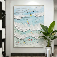 Trustek 2026 Peinture à l'huile 100% peinte à la main sur toile texturée, Paysage marin vert, Affiche abstraite 3D, Peinture moderne originale faite à la main