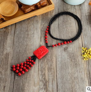 Liontin keberuntungan Guangong karang merah kalung manik-manik Buddha antik perhiasan mode liontin naga <span class=keywords><strong>Phoenix</strong></span> - Product Image 6