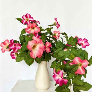 Magnifique bouquet de fleurs artificielles de volubilis roses, violettes et blanches en plastique et soie pour la décoration de la maison, du bureau et de l'hôtel - Product Image 5