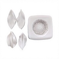 Moule à pétales et étamines de fleurs pour pâte à sucre, outil de décoration de gâteaux, motif gaufré feuilles, qualité alimentaire, emballé individuellement, argile