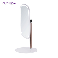 Nouvelle arrivée Miroir cosmétique portable à usages multiples Miroir de table LED blanc ovale en ABS sur un seul côté