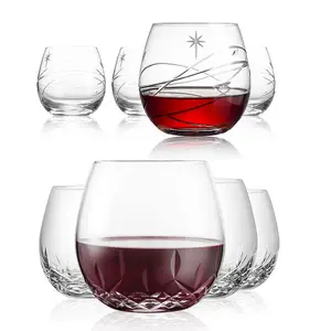 Kurşunsuz kristal içecek bardağı el kesim sapsız şarap kadehleri özel kazınmış kazınmış şarap bardakları içecek bardağı bardaklar Tumblers