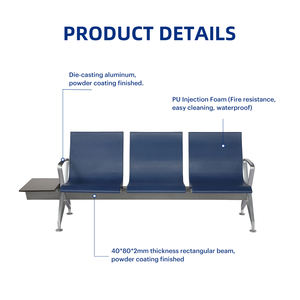 Sillas de Espera Modernas y Populares de 3 Plazas para Aeropuerto, con Marco de Aluminio, Diseño Plegable, Duraderas para Uso en Hospitales, Bancos, Centros Comerciales, Gimnasios y Parques - Product Image 2