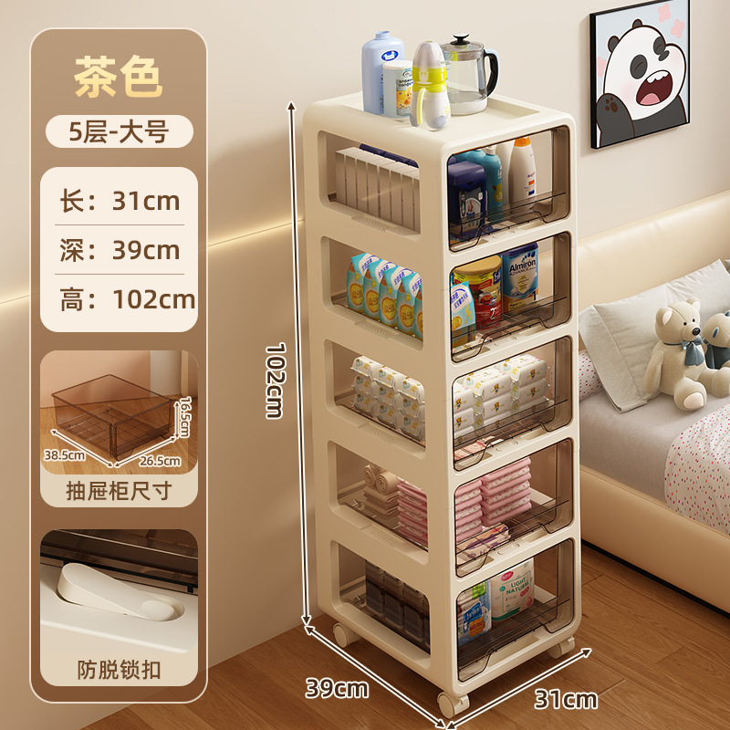 Large size, transparent brown [5-layer design with wheels]