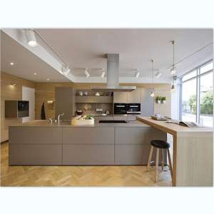 Gabinetes de Cocina de Acero de Diseño Italiano, Encimera de Acero Inoxidable, Cocina Integrada Impermeable y Resistente al Fuego, Panel de Madera para Villa - Product Image 5