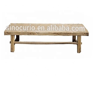 Cinese <span class=keywords><strong>vintage</strong></span> riciclato parte superiore della porta in legno di olmo ferro gamba tavolo da caffè in stile industriale - Product Image 4