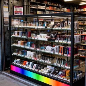 Vitrine d'<span class=keywords><strong>exposition</strong></span> pour présentoir en verre trempé sur mesure avec éclairage LED couleur sur base, idéale pour la présentation de produits de boutiques spécialisées (e-commerce) - Product Image 2