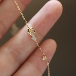 Nuovo Design Trendy Bracciale con Charm a Forma di Cuore e Rosa in Argento Sterling 925, Bracciali Raffinati per Donne - Product Image 1