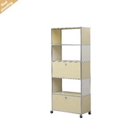 Armarios de Almacenamiento Modulares Abiertos y Móviles con Estructura de Acero Inoxidable Estilo Bauhaus para Dormitorios, Oficinas en Casa y Pasillos