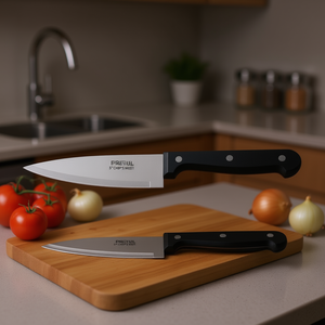 Ensemble de couteaux de chef Pretul de 5 pouces avec lame de 8 pouces, couteaux de cuisine en acier inoxydable, finition satinée durable, manche en polypropylène moderne - Product Image 2