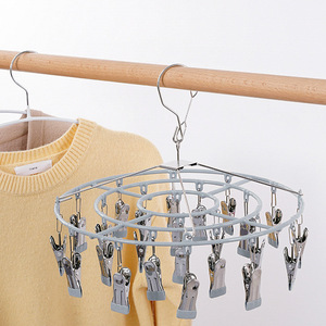 Round <b>Sock</b> Rack With 24 Clips <b>Grey</b> Hanging Drying Rack For <b>Socks</b> Baby Clothes Underwear Home Use - Product Image 1