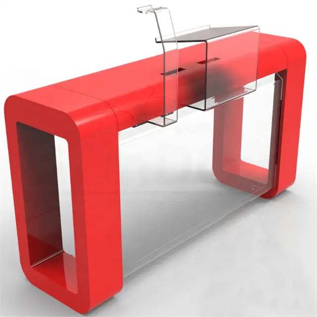 Furnitur transparan meja konsol akrilik dek bening dudukan dek depan dan dudukan Laptop akrilik