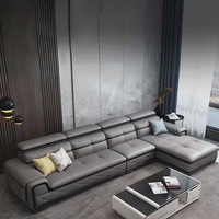 Ensemble de canapés en cuir microfibre en forme de L intelligent 2025 - Système audio Bluetooth et chargement USB - Canapé d'angle modulaire pour salon de villa