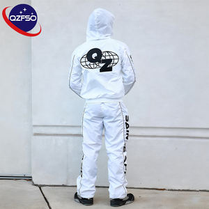 QZFSO personalizzato con bottoni ricamati da uomo Set con Zip pantaloni giacca in Nylon e poliestere giacca a vento a due pezzi tuta tuta da uomo - Product Image 1