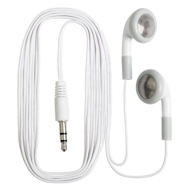 White Disposable 3.5mm Interface Wired Music Earphones & Headphones Cheap Headsfree for Bus Plane Train School One Time Use Gift