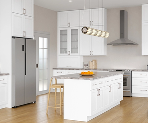 Custom White <b>Wooden</b> Villa Apartment Mall Project Kitchen Cabinet Design Modern Lacquer Prefab Top Base Display Cabinet Furniture - Product Image 1