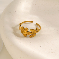 Anillo Floral Versátil y Elegante 2026, Anillos Flexibles Ajustables de Acero Inoxidable para Mujer, Joyería Fina Chapada en Oro de 18k TGJZ6078