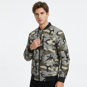 Chaqueta Bomber Sólida de Manga Larga con Cierre de Cremallera, Cuello Alto, Tejido de Poliéster, Resistente al Viento, Impermeable, Ligera, Acabado Sedoso - Product Image 1