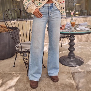 <span class=keywords><strong>Jeans</strong></span> Casual da Donna a <span class=keywords><strong>Vita</strong></span> Alta, Gamba Larga, Stile Retrò, Asciugatura Rapida, Lavaggio Medio, Lunghezza Intera, Nuova Collezione Primavera Estate 2026 - Spedizione Internazionale - Product Image 1