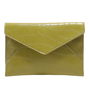 Elegant Green Alligator Pattern Envelope Clutch Bag Women's Evening Cover Closure Fashion Accessory made of Recycled Nylon - Product Image 1