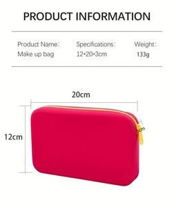 Large Capacity Portable Cosmetic Storage Bag With Zipper Waterproof Silicone Makeup Brush Pouch Soft Handle Candy Pattern Print - Product Image 6