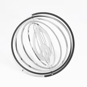 Silver White Stainless Steel Sheet Irregular Circular Geometry Can Be Rotated Inside Pendants Outdoor Garden Decoration